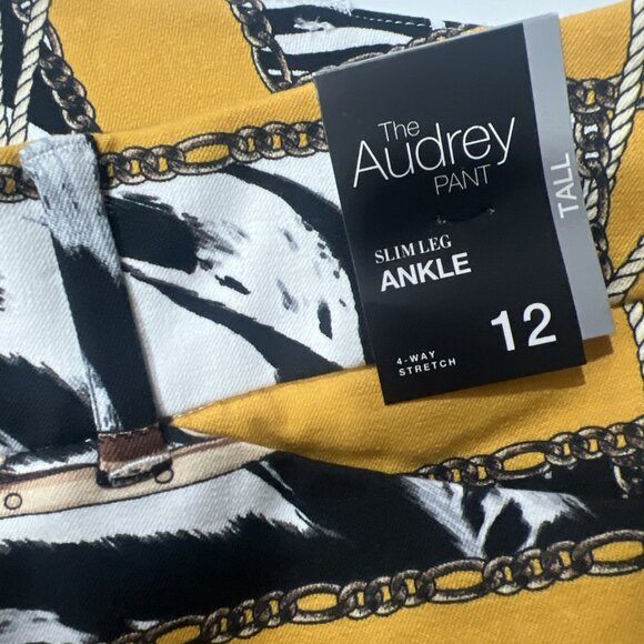 7TH AVENUE DESIGN STUDIO NYC Women's pants. Yellow with zebra print. Size 12 T - Picture 11 of 16